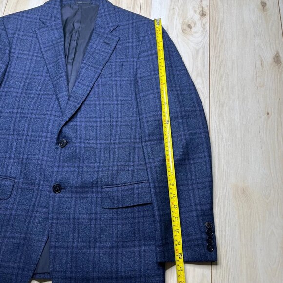 Armani Collezioni Men's Blue Checked Notch Lapel Two-Button Suit Jacket Size 50 - Picture 10 of 12